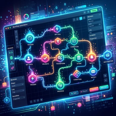 Interface do editor visual de automação de workflows n8n