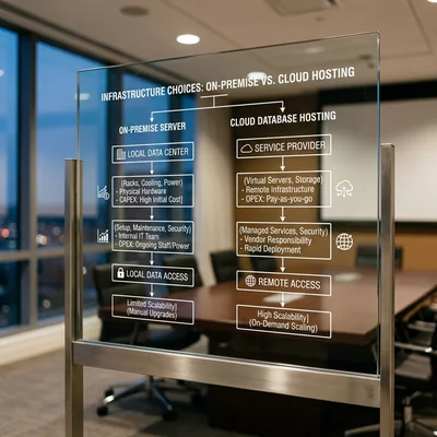 Comparaison de On-Premise et du cloud Azure sur un tableau transparent