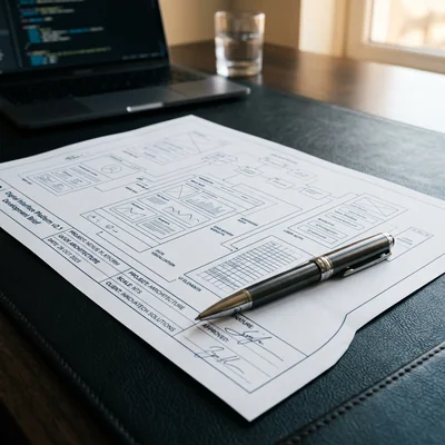 Projektentwurf und Stift